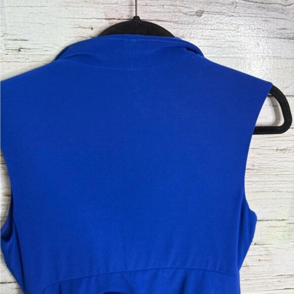 Joseph Ribkoff Blue Sheath Dress with Cowl Neck size 8 - Picture 5 of 7